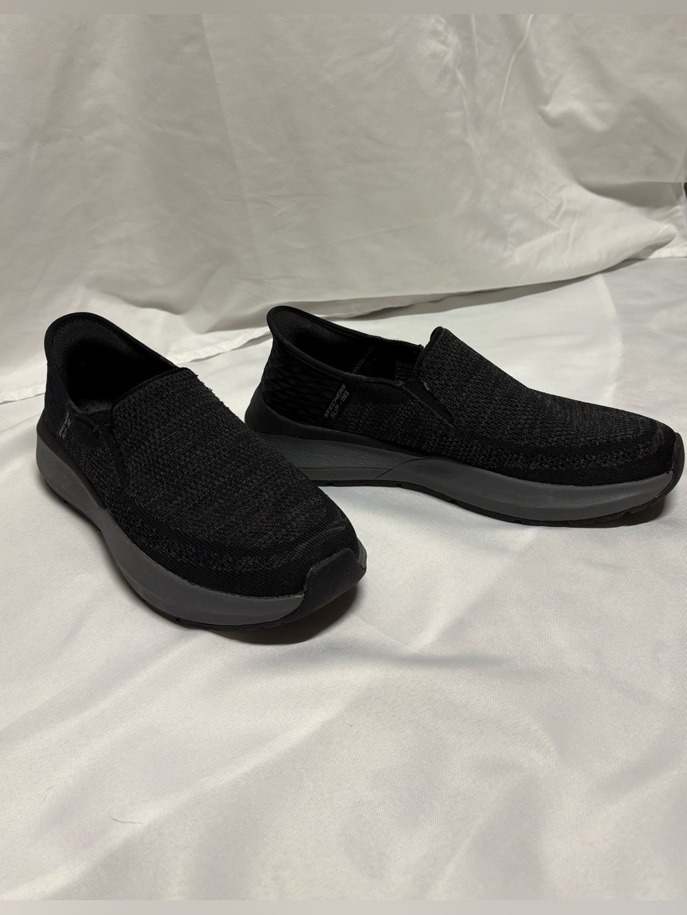 Skechers Black Knit Slip-On Comfort Loafers for Men